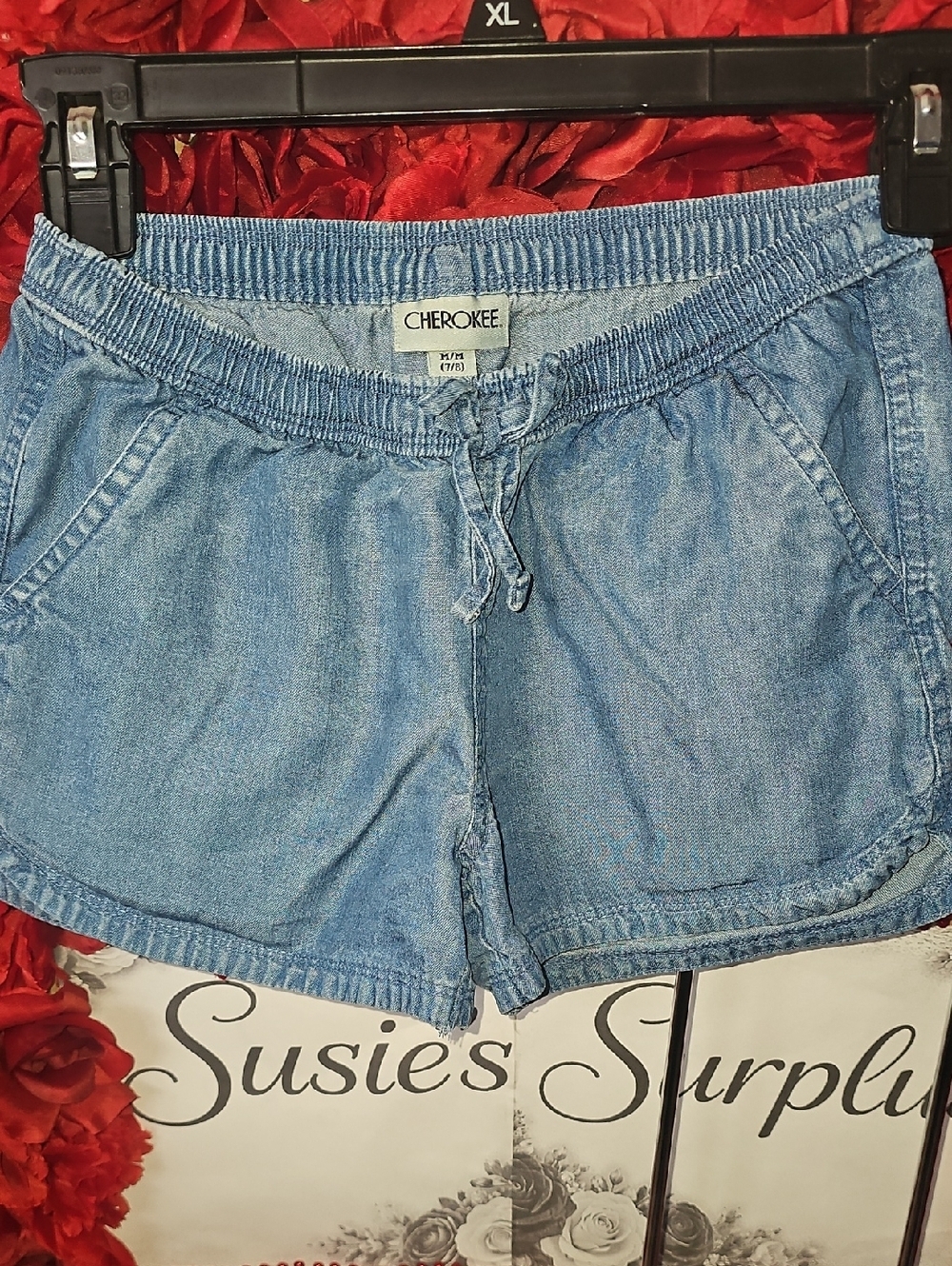Cherokee Denim Drawstring Blue Women's Shorts